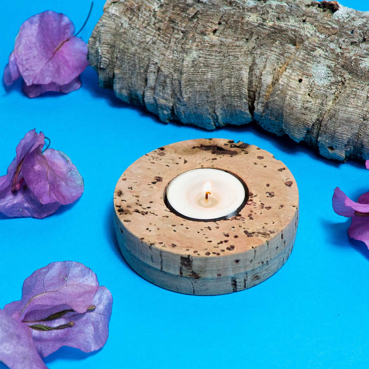 Tealight Candle Base with Natural Cork