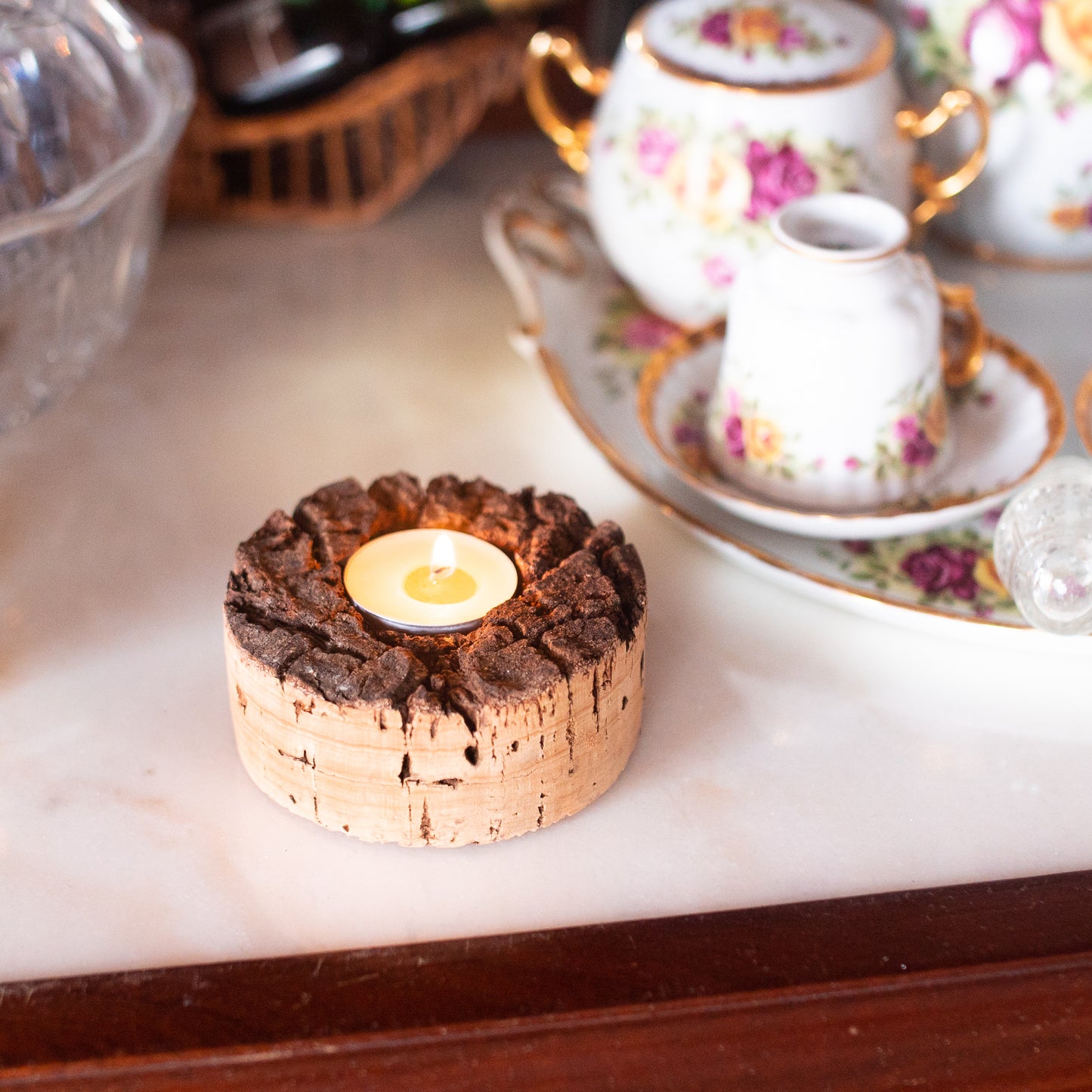 Rustic Candle Holder Handmade with Natural Cork HA-12